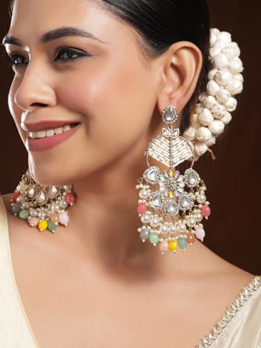 Image of Rubans Chandbali Earrings Gold Plated Kundan Jewellery Gift for Women & Girls