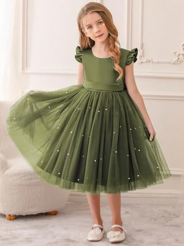 Image of TAGAS Girls Princess Party Dress | Mesh Layered Fit & Flare Frock for Girls | Pearl Embellished Tulle Dress | Birthday Dressess | Wedding Kids Fancy Frock (3-11 Years)