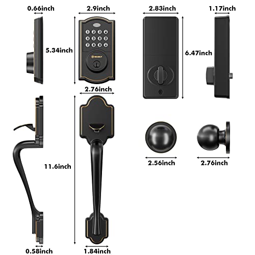Besbuy Keyless Entry Door Lock - Black Smart Front Door Handle With Keypad Lock Set - Electronic Deadbolt Lock For Left And Right Door #TOP7