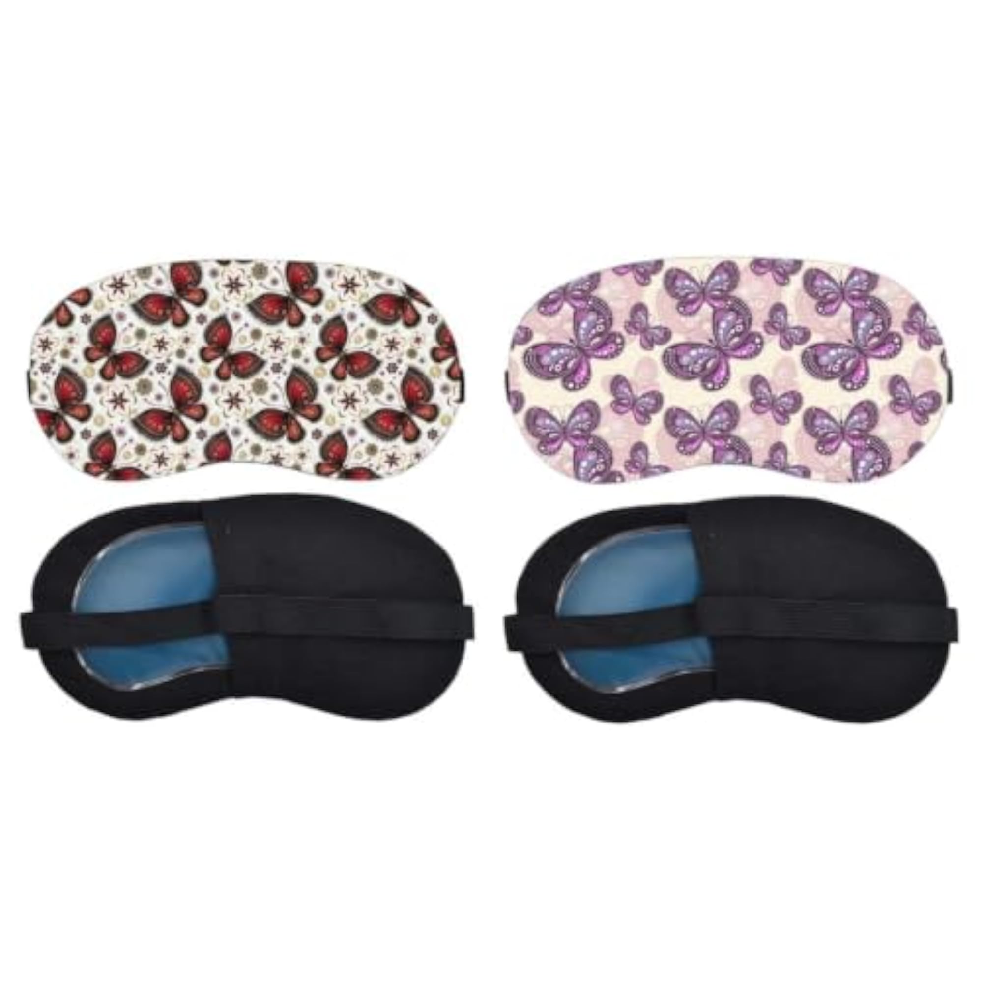 Red Floral Butterfly Pattern Sleeping Mask Combo