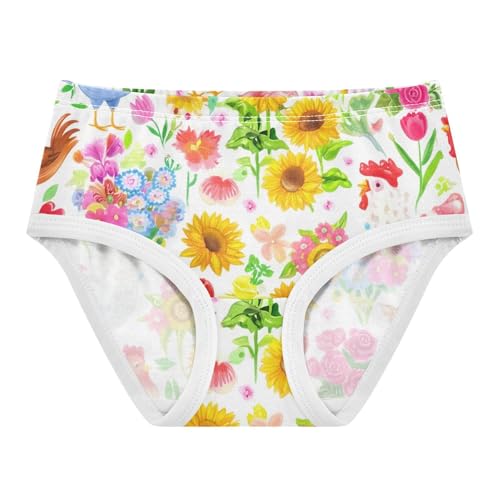 Cotton Toddler Underwear Custom Colorful Chicken Spring Flowers Little Girl Panties Fun Undies Kids Briefs 2t