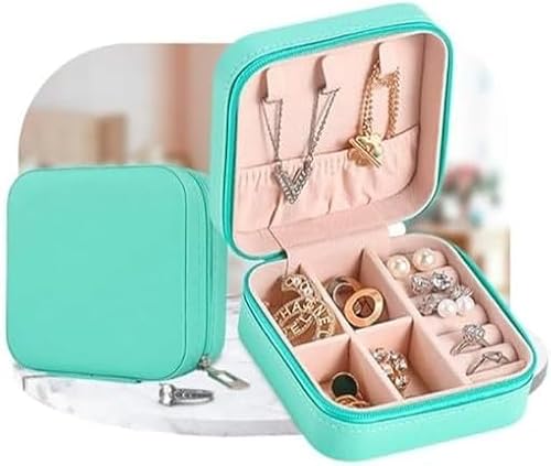 Porta jóias portátil Mini organizador de jóias e bijuterias para viagens presentear material em cour