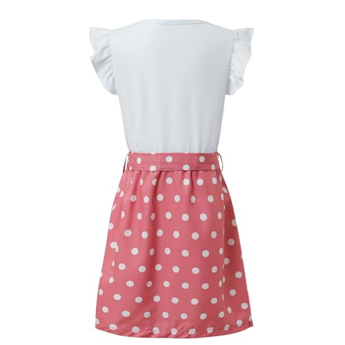 Girl's Summer Casual Round Neck Cap Sleeve Ruffle Sleeveless Polka Dot A-Line Dress2