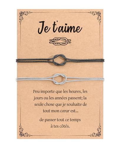 YELUWA 2 Pcs Bracelet Couple, Cadeau Mariage, Cadeau Couple,...