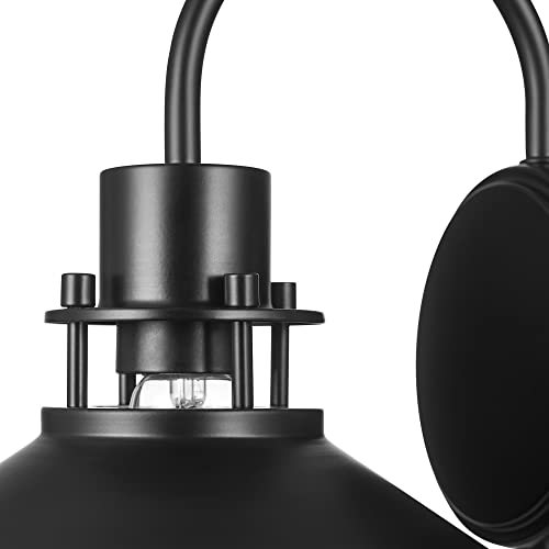 Image of Globe Electric Wren 1-Light Plug-in or Hardwire Wall Sconce, Matte Black, 6ft Black Braided Fabric Designer Cord, in-Line On /Off Rocker Switch, Bulb Not Included
