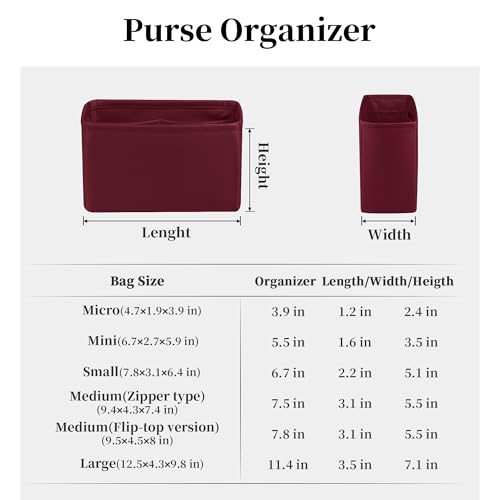 Image of Purse Organizer Insert for Lady Dior New Medium Bags, Satin Luxury Bag Insert, Lightweight & Portable Purse Shaper with Pockets, Ideal for Travel, Shopping, and Daily Use(Rouge H, Lady New Medium)
