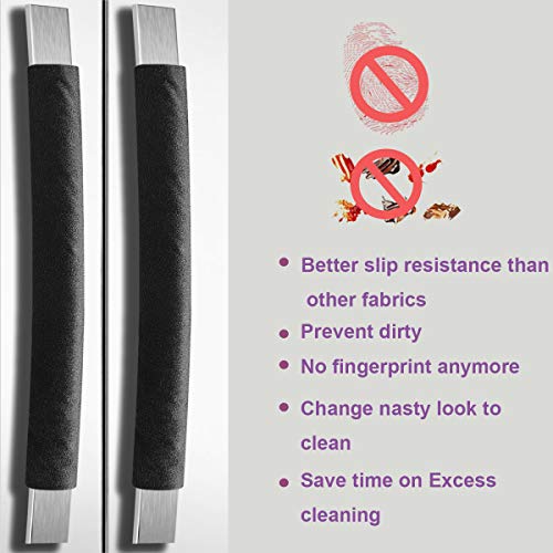 Volecy Set of 6 Refrigerator Door Handle Covers, Washable Velvet Fabric Appliance Handle for Fridge Microwave Stove Dishwasher Catch Stains Dust Fingerprint Prevent Ice hot Hand(Black)