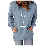 Bud Spencer T Shirt,Oberteile Damen Herbst Herbst Outfits Damen Weihnachtspullover Frauen Wickeloberteil Damen Strick Top Pullover WITT Weiden Pullover Damen Jeans Sweatshirt Damen(Hell Blau,S)
