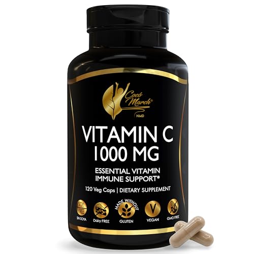 Cocó March N.M.D Vitamin C 1000mg – Gluten Free & Vegan Immune Support Supplement – Vitamin C for Women & Men - Soy Free, Dairy Free & Non-GMO – Easy-to-Swallow, 120 Veg Capsules