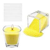 Scentoria Kerzensand 500g, Kerzensand mit Docht, Kerzenwachs Granulat mit 17 Dochte 6 cm, Wachsgranulat für Kerzen, Kerzen Sand, Kerzengranulat für die DIY Kerzenherstellung (Gelb)