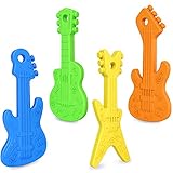 Meartchy 4 Pack Baby Teething Toys, Cartoon Guitar Teether Toys for Baby Infants, Silicone Chew Toy for Babies 0-24 Months