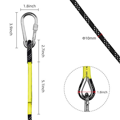 VOXLOVA Rock Climbing Rope, Outdoor Static Climbing Rope, 10mm High Strength Safety Rope, Hiking Tree Climbing Fire Escape Rappelling Rope, Fire Rescue Rope 20M(65ft) - Thumbnail 2