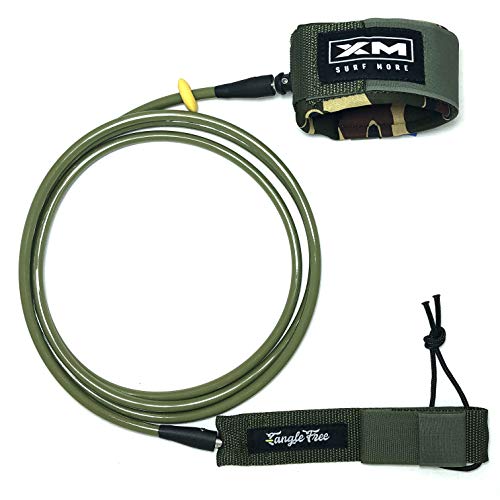 XM SURF MORE Big Wave 6ft Surfboard Leash with Tangle Free Upgrade, Cord Thickness (.313in), Key Pocket, Unbreakable Swivels, Detachable Railsaver, Made in USA