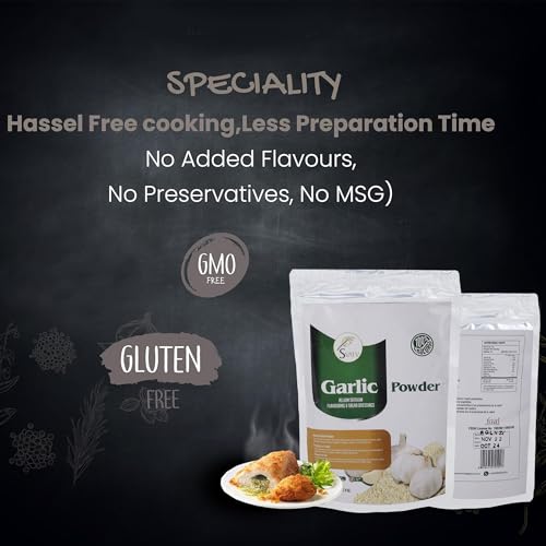 SVATV Knoblauchpulver (Allium sativum) | Garlic Powder | zum Aromen | bei der Zubereitung von Chutneys | Eintöpfe | Salatdressings | Knoblauchpulver als Würze streuen | Größe – 227 g