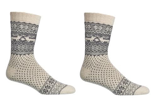 Image of Leo Design 2 Pairs Norwegian Alpaca & Merino Wool Sock Women, Winter Thermal Knitted, Nordic warm Crew, Comfortable Hygge