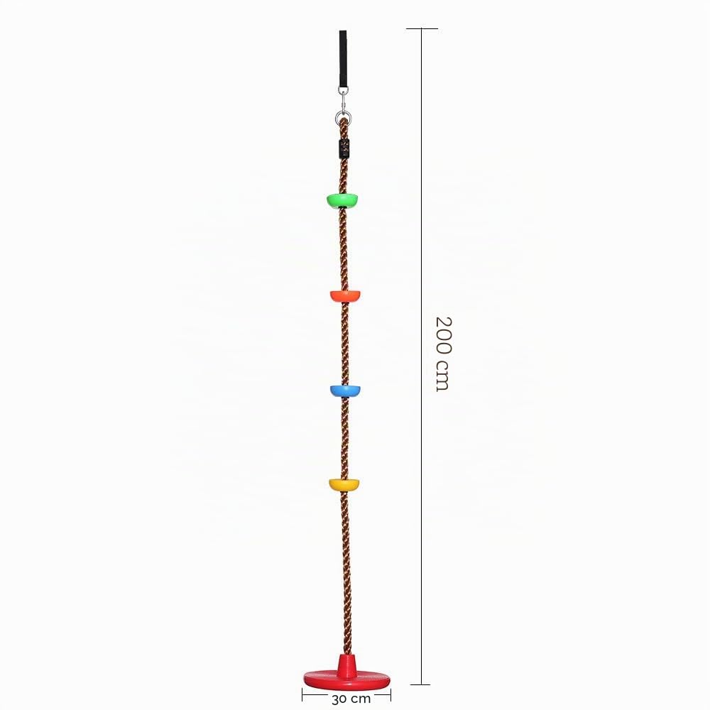 Forhome Escalada Cuerda Columpio,Columpio de escalada para niños,Columpio para escalada en cuerda,Cuerda de Escalada para Disco,Columpios Infantiles Swing Altura Ajustable, de 2 metros a 100 kg