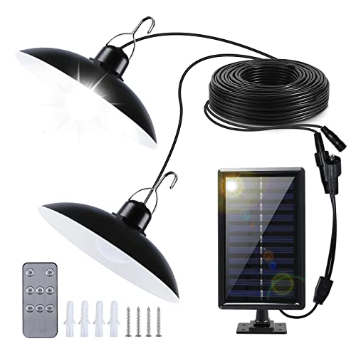 CISSIYOG Lampe Solaire Extérieur, 800lm Double Tête Lampe Exterieur/Intérieure Jardin Puissante avec Télécommande/IP65 éTanche/Horaire/Gradation pour Tonnelle/Balcon/Terrasse (Blanc)