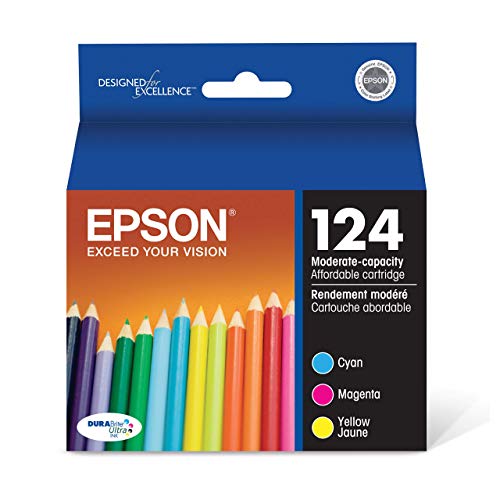 Epson 124 DURABrite Ultra Ink Standard Capacity Color Combo Pack (T124520-S) Works with Stylus NX-125, 127, 130, 230, 330, 420, 430, Workforce WF-320, 323, 325, 435