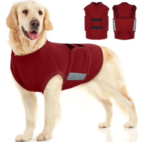 Image of MIGOHI Dog Anxiety Relief Coat,Comfort Anxiety Vest for Dogs,Adjustable Dog Anxiety Calming Wrap for Fireworks,Travel, Separation, Anxiety Jacket for Large Dogs,L,Rosy-Red