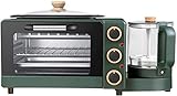 REJOON Mini Horno Máquina de Desayuno Horno eléctrico doméstico 4 en 1 Horno multifunción Retro Cafetera Familiar con hervidor de Agua Máquina tostadora eléctrica Inoxidable