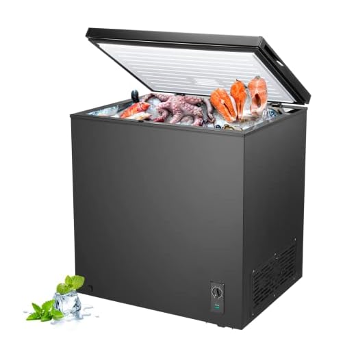 R.W.FLAME Chest Freezer 7.0 Cubic Feet, Deep Freezer, Adjustable Temperature, Energy Saving, Top open Door Compact Freezer, Black