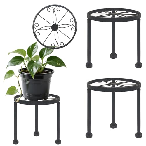 2 Pcs Metal Flower Pot Stand, Short Plant Stand Plant Stand Indoor, Duty Plant Rack for Multiple Plant Indoor or Outdoor