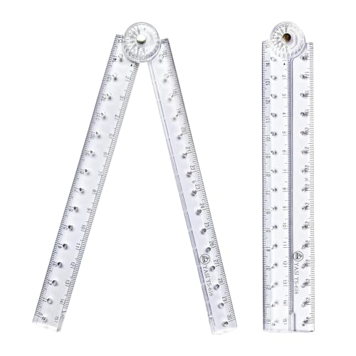 2 Pack 30cm Foldable Transparent Ruler Measuring Tool for School & Office