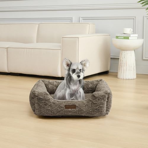 Image of Modern Threads Ultra Soft Plush Pet Bed for Medium Dogs with Elegant Texture and Stylish Design, Removable Washable Cover, Brown, (28 inch L x 21 inch W x 9 inch Th)