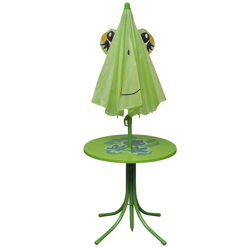 Salon de jardin pour enfants, avec parasol, une variété de motifs de dessins animés, coins arrondis, 38 x 28 x 50 cm (l x p x h), chaise pliante, table, chaises de jardin pour enfants