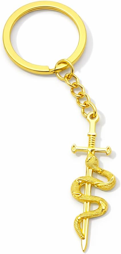 Snake Keyring – Animal Keychain Bag Charm for Women, Sword Key Rings Car Keys Gifts for Snakes Lovers, Friends, Students, Family, Teens - Golden