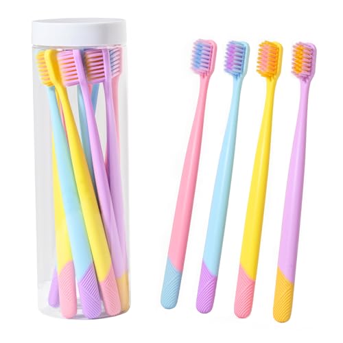 VIWIK Toothbrushes 10-Pack, Extra Soft Bristles for Adults, Kids & Girls with Storage Tubes, Cute Assorted Multicolor - Family Pack for Sensitive Teeth