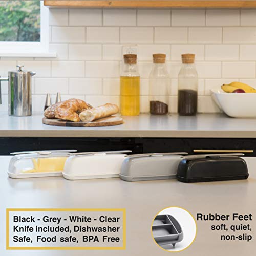 Butter Hub Butter Dish with Lid and Knife, Magnetic Butter Keeper, Easy Scoop, No Mess Lid, Plastic, Dishwasher Safe (Black) - Thumbnail 2