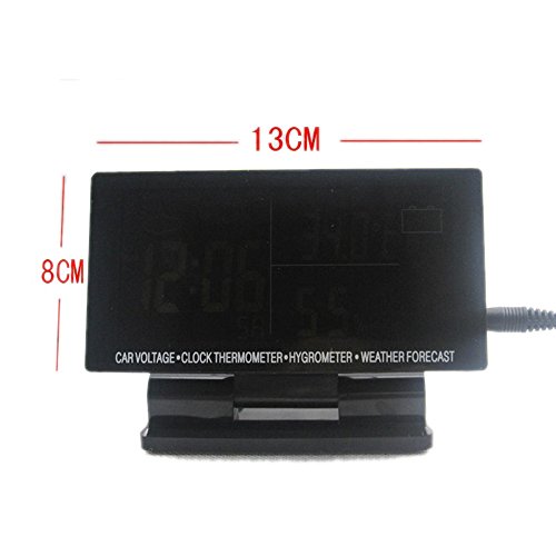 Polarlander 4 In 1 Digital Car Thermometer Hygrometer 12V Dc Lcd Screen Hygrothermograph Weather Forecast Voltage Clock #TOP1
