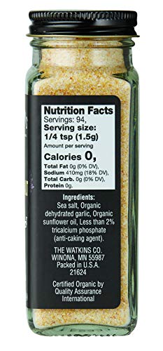 Image of Watkins Organic Garlic Salt, 4.9 Ounce, 3 Count