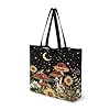Dngkaoje Womern Canvas Tote Bags Mushroom Print Shoulder Handbag with Zipper Sunflower Shoulder Handbag for Teens Girls Travel Tote Bags for Women Foldable Reusable Grocery Bags Large #3