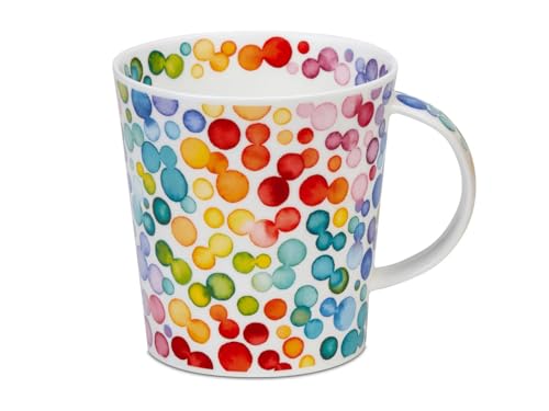 Dunoon Becher Cairngorm Lots of Spots 0 48l Fine Bone China Porzellan 480ml Tasse Moderne Kaffeetasse mit farbenfrohem Herz Design | Hochwertige Qualität Spülmaschinenfest