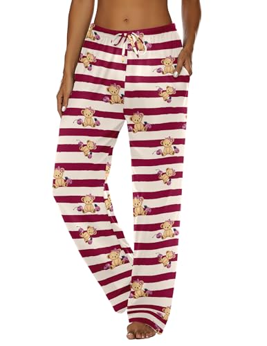 Image of Ekouaer Women Pajama Pants Comfy Pj Bottom with Pockets Stretch Plaid Sleepwear