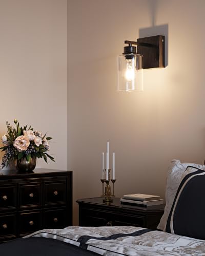 Image of Rayogale Wireless Battery Operated Wall Sconce Set of 2 with Remote Control | Retro Industrial Black Brass Dimmable Easy Install Rechargeable Wall Light with Timer for Living Room Bedroom Emergency 3000K