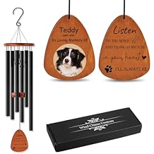 Personalized Pet Memorial Wind Chimes with Color Photo for Loss of Dogs Cats, Pet Passing Away Sympathy Remembrance Gift, 25.5/32/37