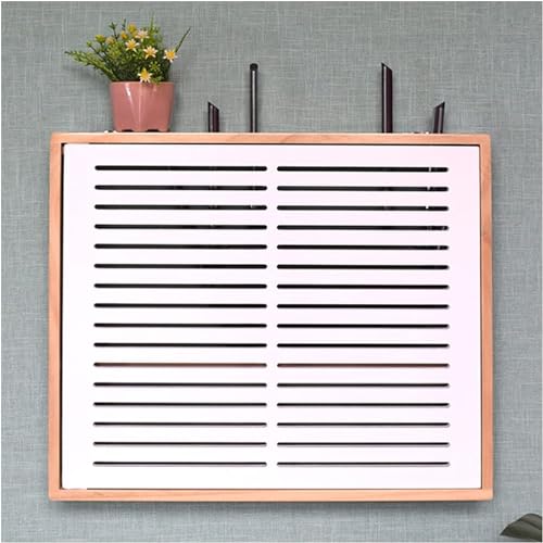 Wall-mounted WiFi Storage Box, Wooden Router and Extension Lead Organizer, Decorative Floating Rack with Single Door for Living Room