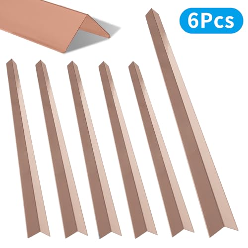 Image of 6-Piece Set, Extra Thick (1mm) Stainless Steel 90 Wall Corner Guards, 2x2x48 Inches, for Wall Corner Protection & Decoration. (6, Shiny Rose Gold Color)