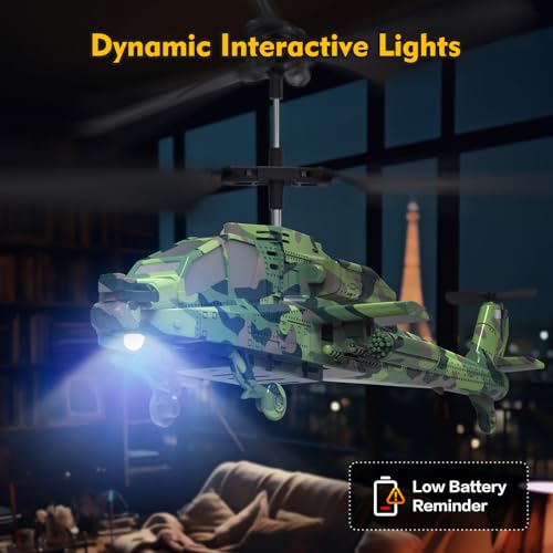 AIGIMU RC Helicopter, Remote Control Helicopter (AH-64) for Kids, 2.4GHz RC Plane, 40+ Min Flight Time, LED Lights & Altitude Hold, Kids Toy for Ages 8-12, RC Airplane for Children
