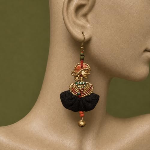 Image of Royal Queen & Empress Handcrafted Tribal Dhokra Earrings Collection for Women - Statement Ethnic Designs in Multiple Colours
