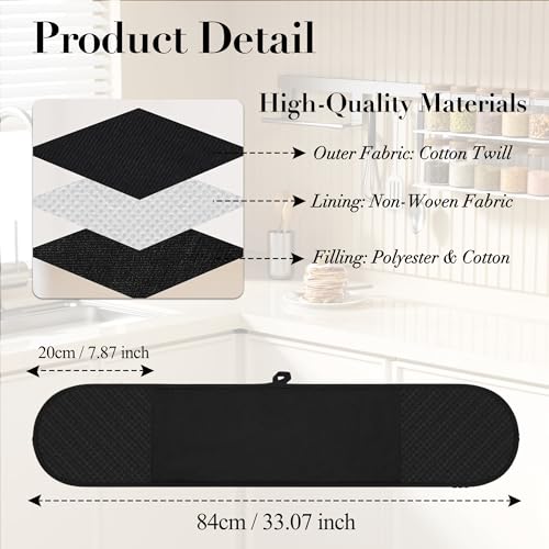 Navani Double Oven Gloves, 250°C Heat Resistant BBQ Mittens with Non-Slip Silicone Grip, 84 x 18cm Extra Long Cotton Oven Mitts for Outdoot or indoor Cooking, Baking & Grilling, Machine Washable - Image 3