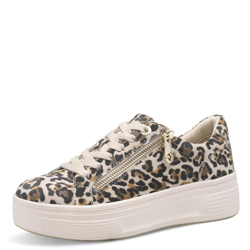 Tamaris Comfort Baskets Plateformes Femme avec Fermeture éclair Low Top, Leopard, 39 EU