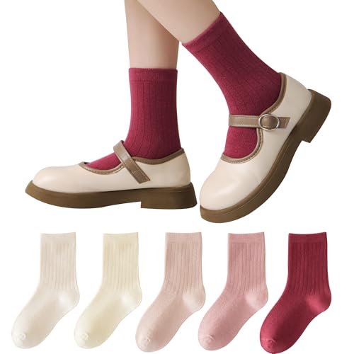 Kids Girls Pink Crew Socks Children Toddler Cotton Cute Youth Dress Socks