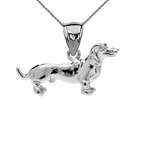 Claddagh Gold Solid Sterling Silver Dachshund Charm Pendant Necklace with 16 chain