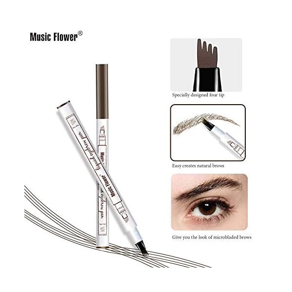 Eyebrow Pen,MoonKong 4 Point Eyebrow Pencil Waterproof Eye Brown Makeup,Eyebrow Kits with 3 Eyebrow Stencils,1 Brow Razor(1# Dark Brown/Chestnut)