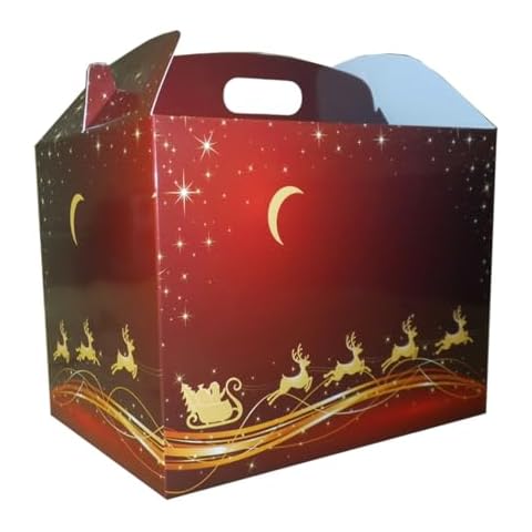 10 Large Red/Gold Reindeer Gift Boxes Cover