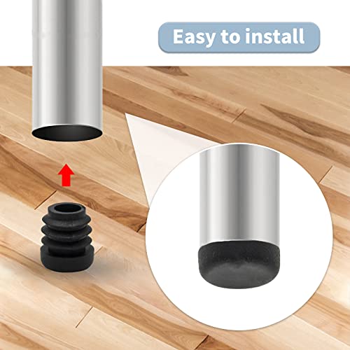 Image of Flyshop 8 Pack Black Plastic Hole Plug Round Tubing End Cap Chair Glide Inserts 12 mm, 1 /2 inch
